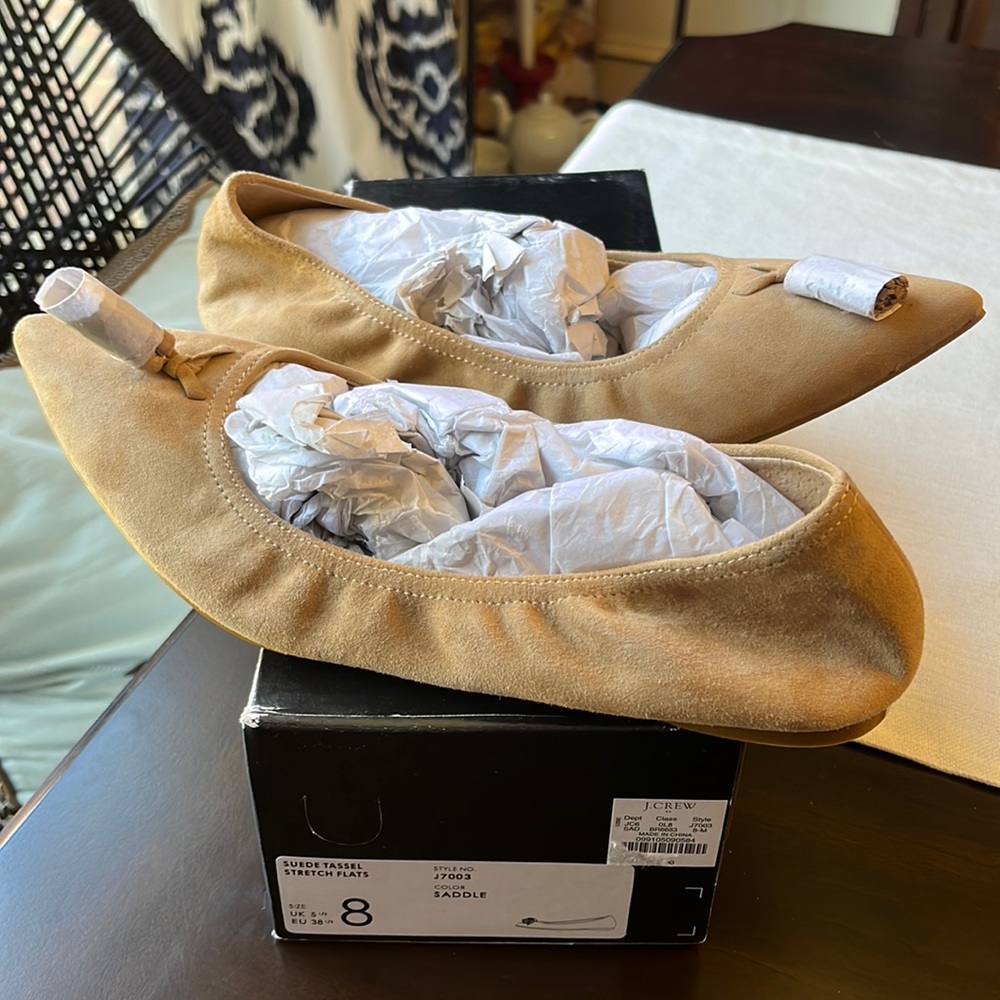 New in box- J. Crew Factory Saddle Suede Stretch Flats